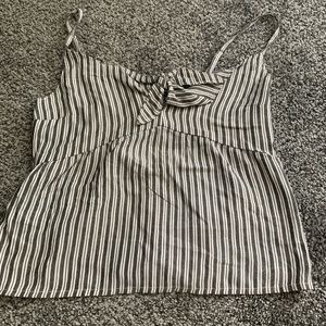 Hollister adjustable gray and white striped top xs